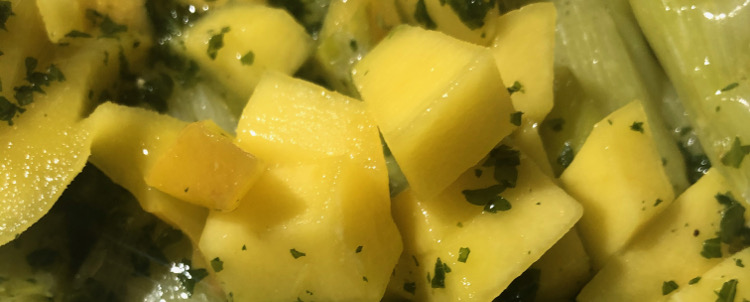 Recette de poireaux vinaigrette et mangue: Un sucré-salé original!