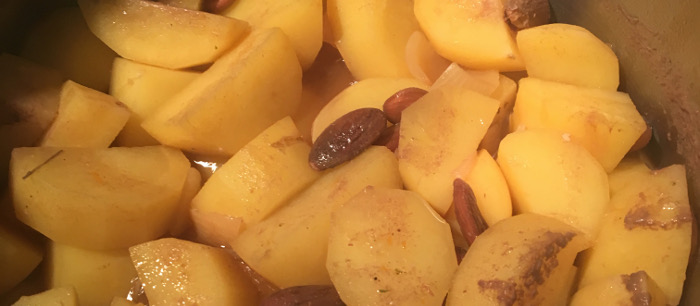 Pommes de terre fondantes aux amandes et safran